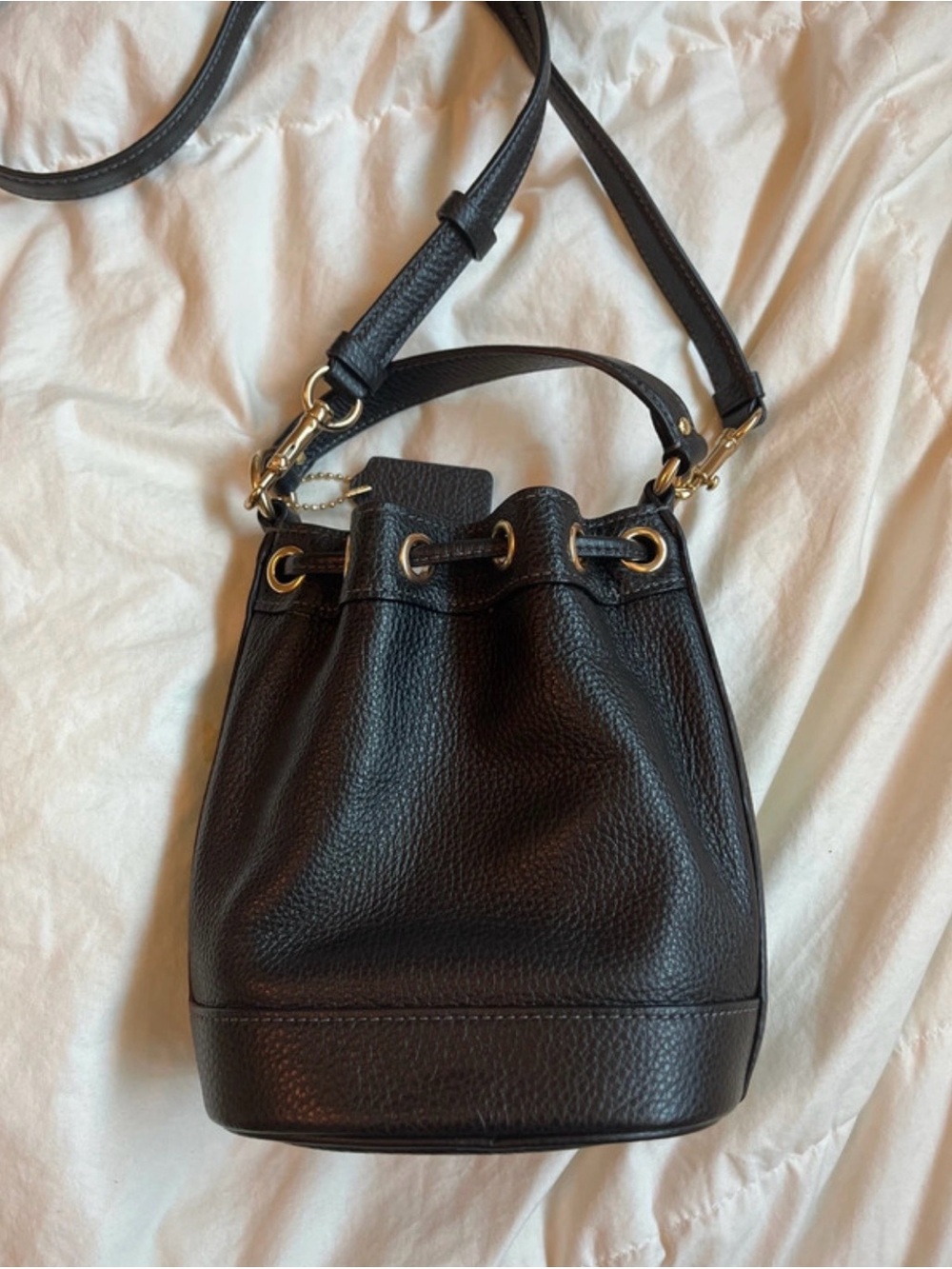 Black with gold accents Coach bag. - Picture 3 of 5